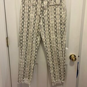 Le Lis Beige and Black Snake Print Ankle Jeans